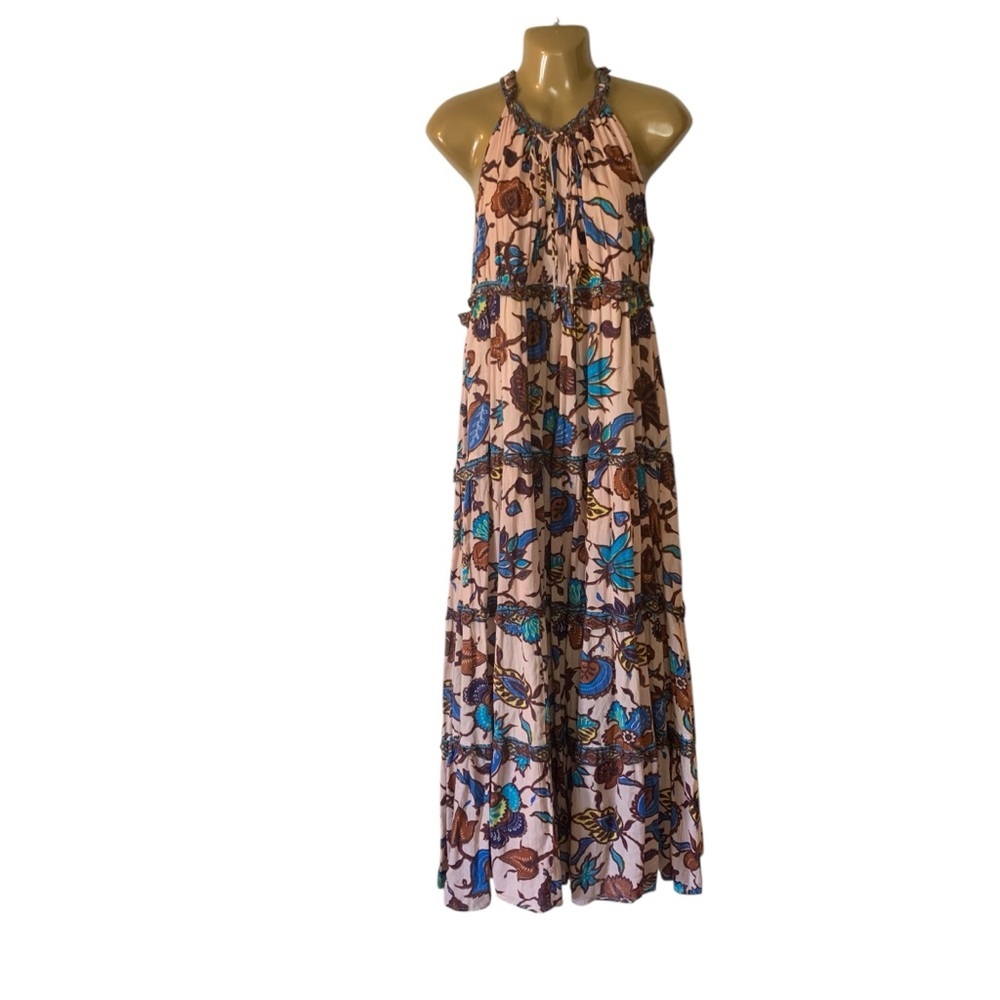 Anthropologie Love the Label Tiered Maxi Dress in Pink, green, brown and blue - Picture 5 of 16